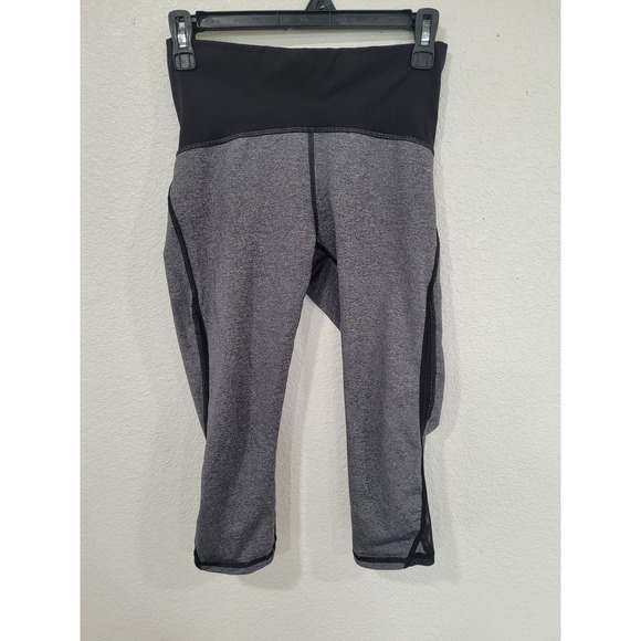 lululemon athletica Pants - Lululemon Womens Gray Black Mesh Insert Capri Leggings Size 6‎ #P
